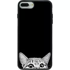 Coque iPhone 7 Plus / 8 Plus - Silicone rigide noir Cat Looking Up Black