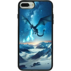 Coque iPhone 7 Plus / 8 Plus - Silicone rigide noir Dragon nocturne montagne