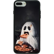 Coque iPhone 7 Plus / 8 Plus - Silicone rigide noir Halloween 2026 Ghost eating pizza