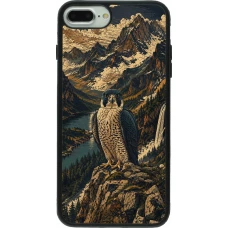 iPhone 7 Plus / 8 Plus Case Hülle - Silikon schwarz Linocut Wanderfalke