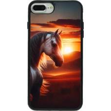 iPhone 7 Plus / 8 Plus Case Hülle - Silikon schwarz Majestätischer Sonnenuntergang Pferd