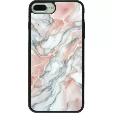 iPhone 7 Plus / 8 Plus Case Hülle - Silikon schwarz Rosa Leuchtender Marmor