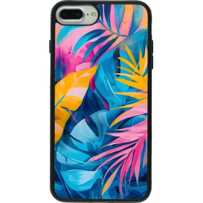 Coque iPhone 7 Plus / 8 Plus - Silicone rigide noir Palms Blue