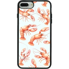 iPhone 7 Plus / 8 Plus Case Hülle - Silikon schwarz Muster von pastellfarbenen Hummern