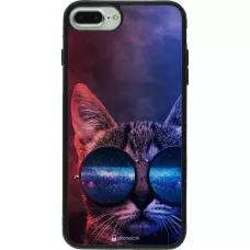 Coque iPhone 7 Plus / 8 Plus - Silicone rigide noir Red Blue Cat Glasses