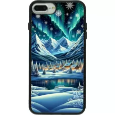 Coque iPhone 7 Plus / 8 Plus - Silicone rigide noir Snowy Mountain Village Lake night