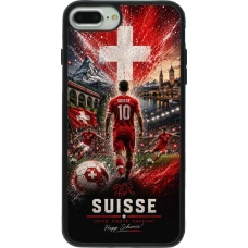 Coque iPhone 7 Plus / 8 Plus - Silicone rigide noir Football Suisse splash 2026