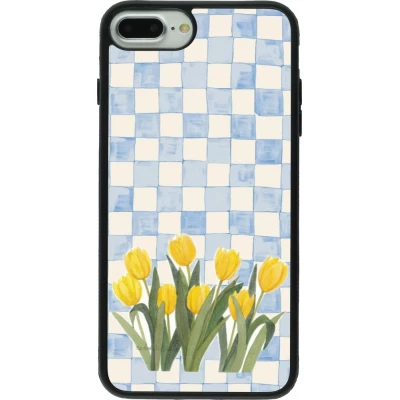 Coque iPhone 7 Plus / 8 Plus - Silicone rigide noir Blue vichy tulips Spring 2026