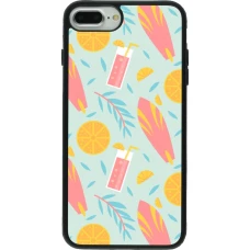 Coque iPhone 7 Plus / 8 Plus - Silicone rigide noir Summer 2025 Pattern citron
