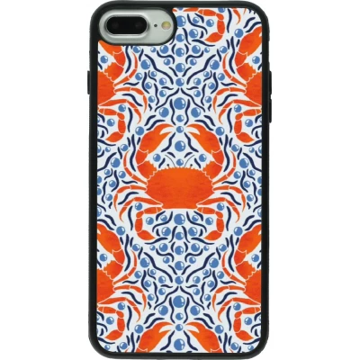 Coque iPhone 7 Plus / 8 Plus - Silicone rigide noir Crabs and pearls Summer 2026