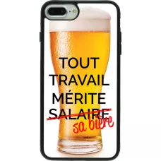 Coque iPhone 7 Plus / 8 Plus - Silicone rigide noir Tout travail mérite sa bière