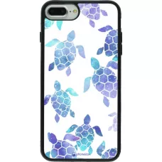 Coque iPhone 7 Plus / 8 Plus - Silicone rigide noir Turtles pattern watercolor