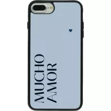 Coque iPhone 7 Plus / 8 Plus - Silicone rigide noir Valentine 2024 mucho amor azul