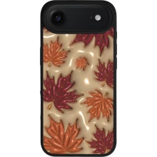 Coque iPhone Air - Silicone rigide noir Autumn 26 3D leaves