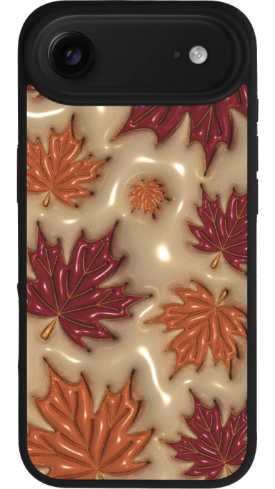 Coque iPhone Air - Silicone rigide noir Autumn 26 3D leaves