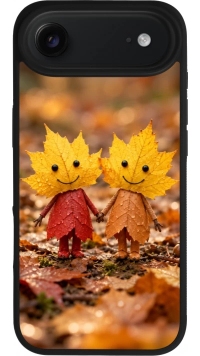 Coque iPhone Air - Silicone rigide noir Autumn 26 Couple of leaves