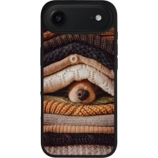 Coque iPhone Air - Silicone rigide noir Autumn 26 Dog under the covers
