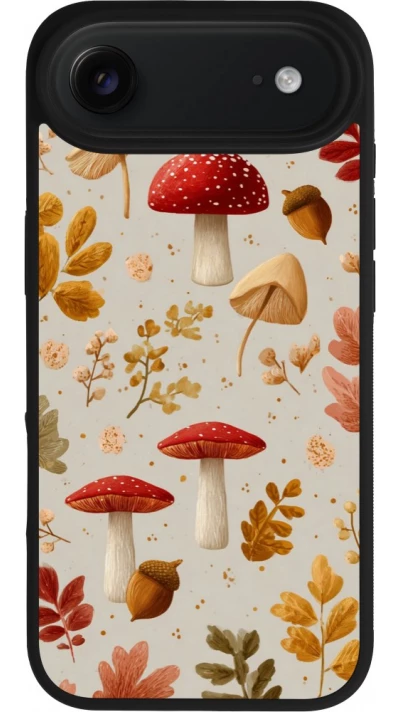 Coque iPhone Air - Silicone rigide noir Autumn 26 Mushrooms and leaves