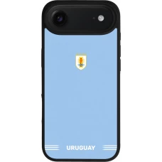 Coque iPhone Air - Silicone rigide noir Maillot de football Uruguay 2026 personnalisable