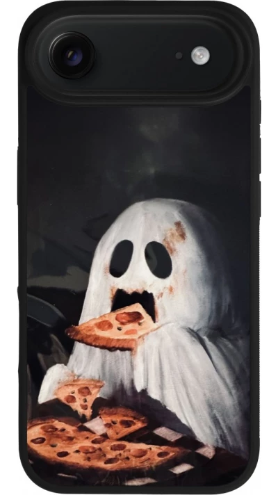 iPhone Air Case Hülle - Silikon schwarz Halloween 2026 Ghost eating pizza