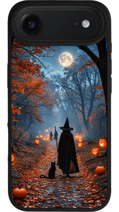 iPhone Air Case Hülle - Silikon schwarz Halloween 2026 Witch with a cat