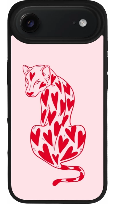 iPhone Air Case Hülle - Silikon schwarz Leopard with hearts 2026