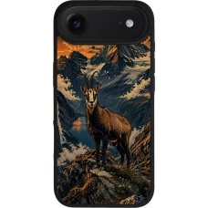 Coque iPhone Air - Silicone rigide noir Linocut Chamois