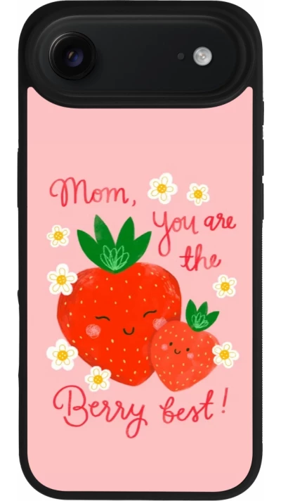 Coque iPhone Air - Silicone rigide noir Mom 2026 Berry best