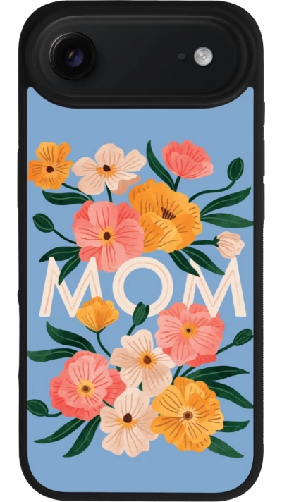 Coque iPhone Air - Silicone rigide noir Mom 2026 Flowers