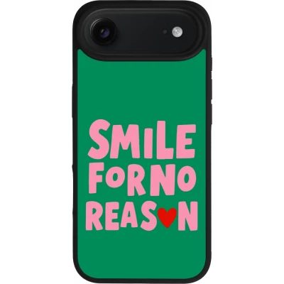 Coque iPhone Air - Silicone rigide noir Smile for no reason 2026