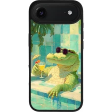 iPhone Air Case Hülle - Silikon schwarz Crocodile in the swimming pool Summer 2026