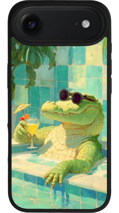 iPhone Air Case Hülle - Silikon schwarz Crocodile in the swimming pool Summer 2026