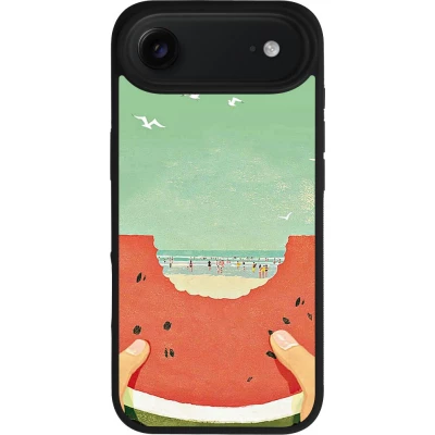 Coque iPhone Air - Silicone rigide noir Views through a watermelon Summer 2026