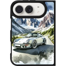 Coque iPhone Duo - Silicone rigide noir Porsche 911 Mountain Watercolor