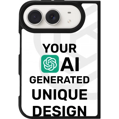 Coque iPhone Duo - Silicone rigide noir Unique au monde générée par intelligence artificielle (AI) avec vos idées