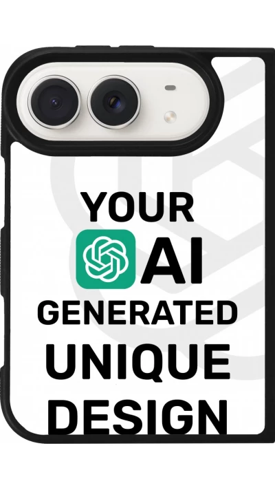 Coque iPhone Duo - Silicone rigide noir Unique au monde générée par intelligence artificielle (AI) avec vos idées
