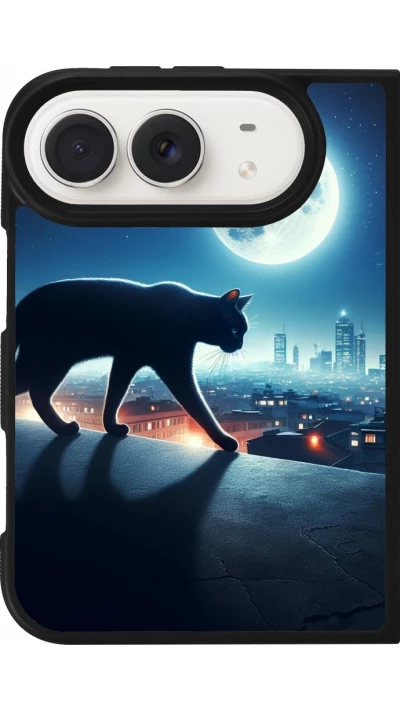 iPhone Duo Case Hülle - Silikon schwarz Schwarze Katze unter dem Vollmond