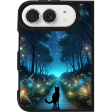iPhone Duo Case Hülle - Silikon schwarz Schwarze Katze Spaziergang