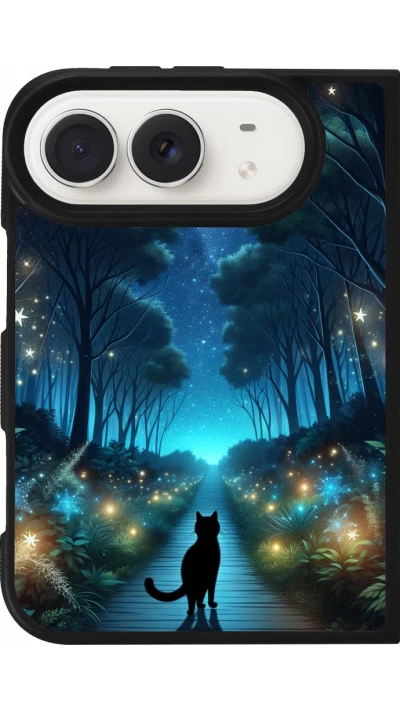 iPhone Duo Case Hülle - Silikon schwarz Schwarze Katze Spaziergang