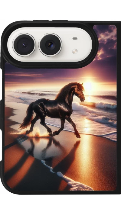 iPhone Duo Case Hülle - Silikon schwarz Pferd majestätisch Strand