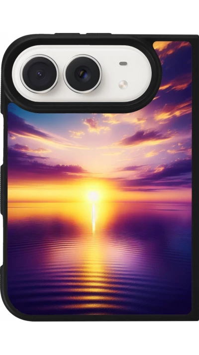 iPhone Duo Case Hülle - Silikon schwarz Sonnenuntergang gelb violett