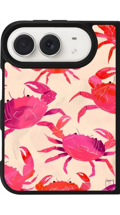 Coque iPhone Duo - Silicone rigide noir Crabs Paint