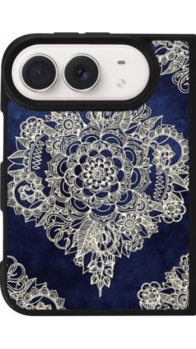 Coque iPhone Duo - Silicone rigide noir Cream Flower Moroccan