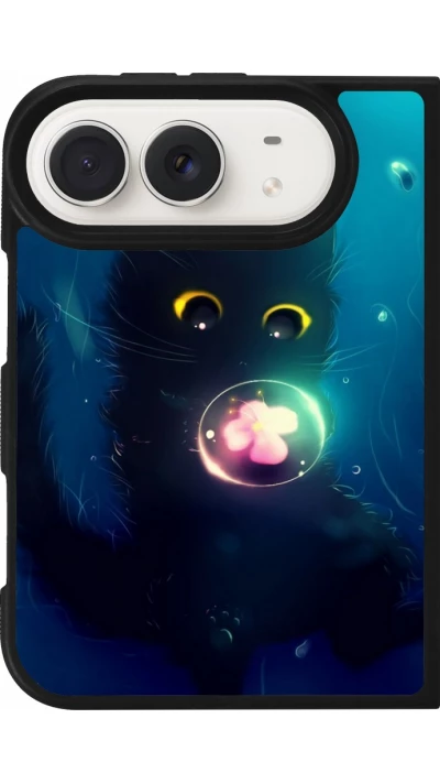Coque iPhone Duo - Silicone rigide noir Cute Cat Bubble