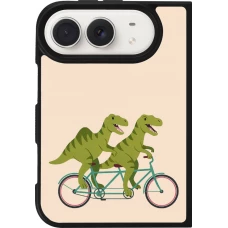 Coque iPhone Duo - Silicone rigide noir Dinosaurs on bikes 2026