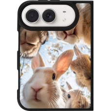 Coque iPhone Duo - Silicone rigide noir Easter 2026 Rabbits
