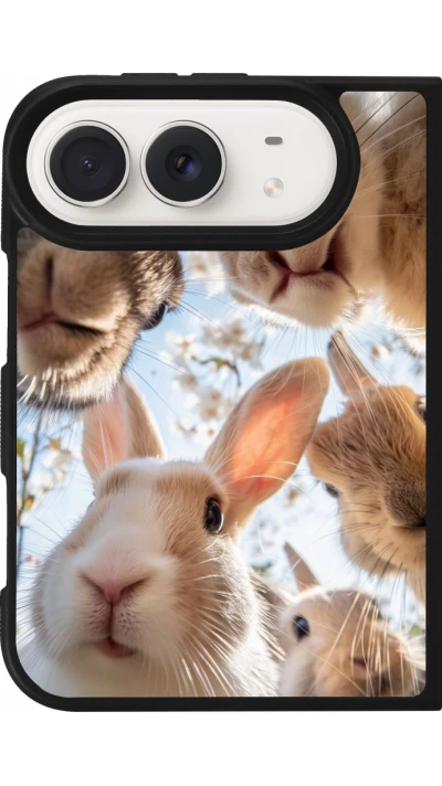 Coque iPhone Duo - Silicone rigide noir Easter 2026 Rabbits