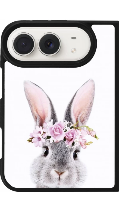 Coque iPhone Duo - Silicone rigide noir Easter 2023 flower bunny