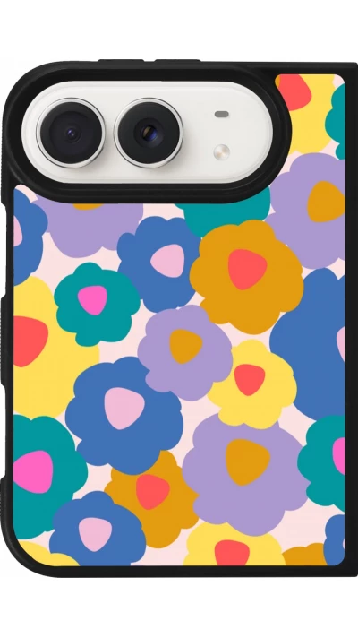Coque iPhone Duo - Silicone rigide noir Easter 2024 flower power
