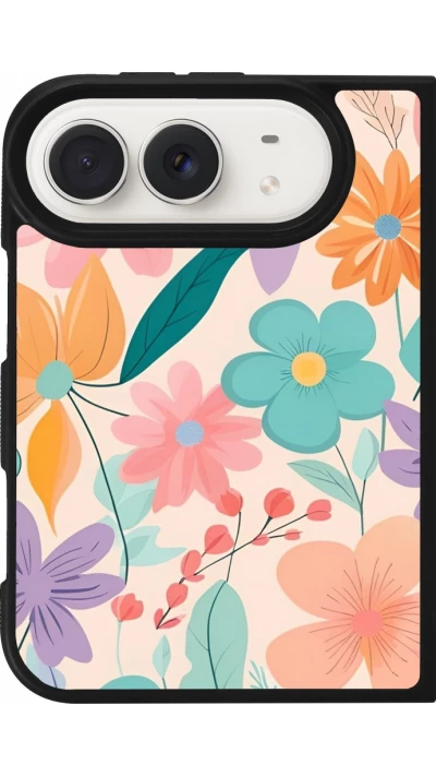 Coque iPhone Duo - Silicone rigide noir Easter 2024 spring flowers